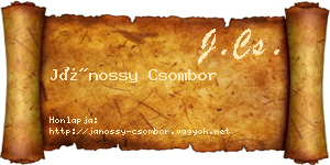 Jánossy Csombor névjegykártya